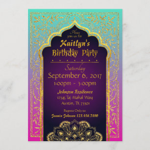 Bollywood Arabian Nights Birthday Invitation Card