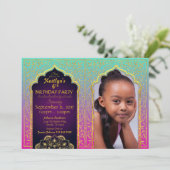 Bollywood Arabian Nights Birthday Invitation Card (Debout devant)