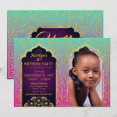 Bollywood Arabian Nights Birthday Invitation Card (Devant / Derrière)
