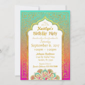 Bollywood Arabian Nights Birthday Invitation Card (Devant)