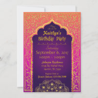 Bollywood Arabian Nights Birthday Invitation Card