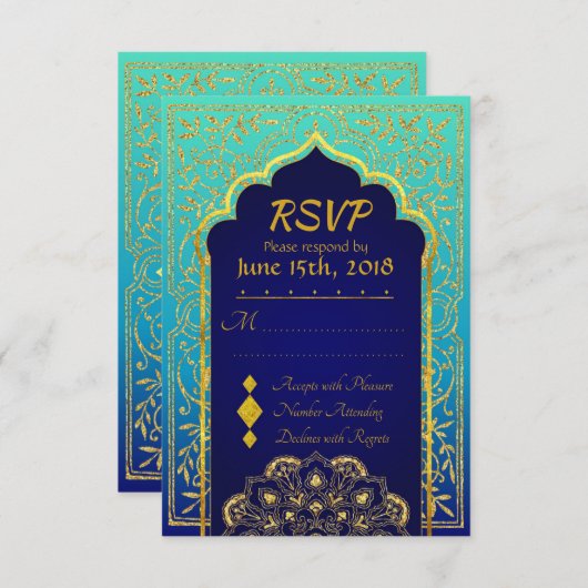 Bollywood Arabian Nights Mariage carte RSVP (Devant / Derrière)
