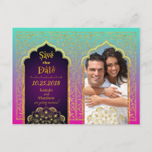 Bollywood Arabian Nights Save the Date Aankondigingskaart