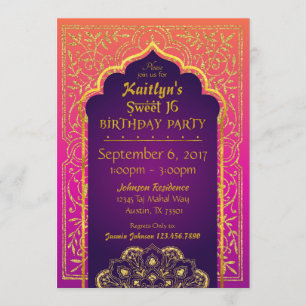 Bollywood Arabian Nights Sweet Sixteen Birthday Kaart