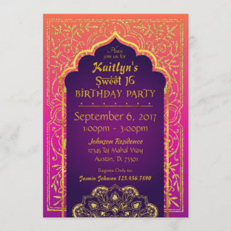 Bollywood Arabian Nights Sweet Sixteen Birthday Kaart