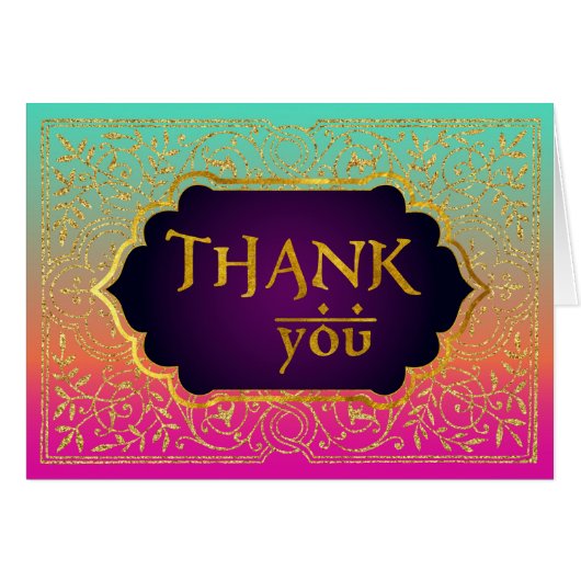 Bollywood Arabian Nights Thank You Note Card (Voorkant Horizontaal)