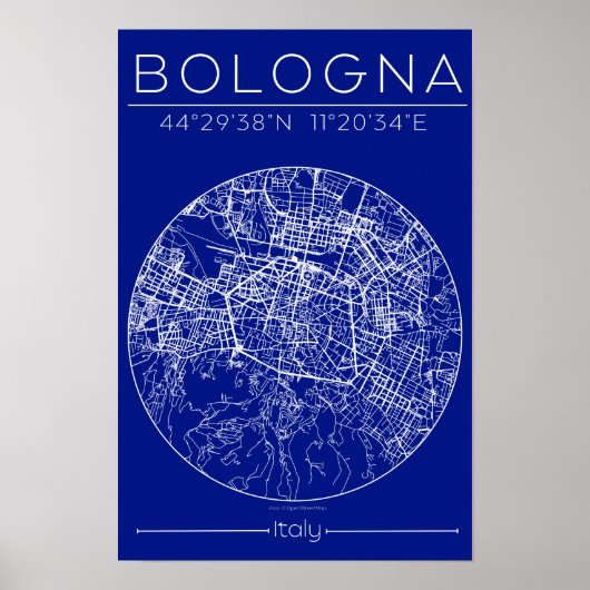 Bologna Blueprint Map Poster – Circular City Plan (Devant)