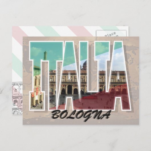 Bologna, Briefkaart van Italië (Voorkant / Achterkant)