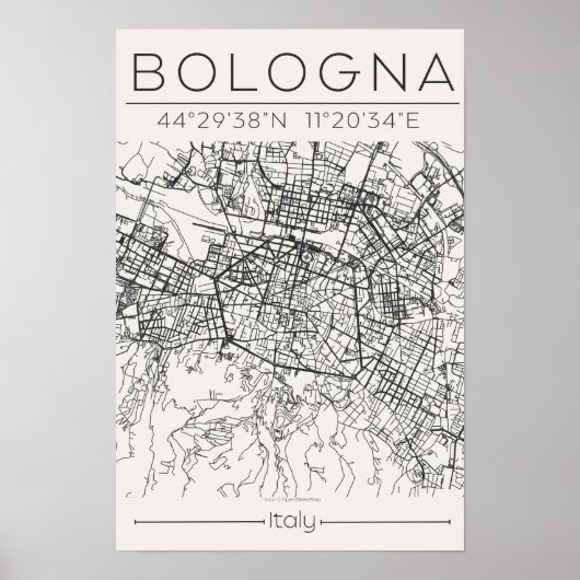 Bologna City Map Poster Modern Minimal Urban art  (Devant)