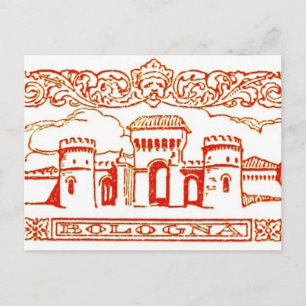 Bologna Italië antiek  kunst houtsnijwerk zegel Briefkaart