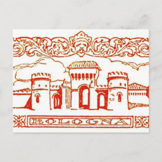 Bologna Italië antiek  kunst houtsnijwerk zegel Briefkaart