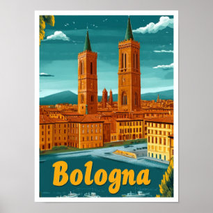 Bologna Italië Art Vintage Travel Illustratie Poster