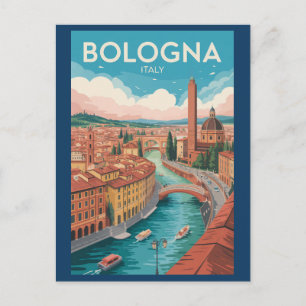 Bologna Italië Illustratie Reis Kunst Vintage Briefkaart