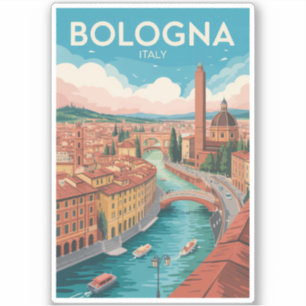 Bologna Italië Illustratie Reis Kunst Vintage Sticker