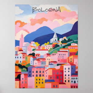 Bologna Italië Reizen Stad Schilderen Esthetisch Poster