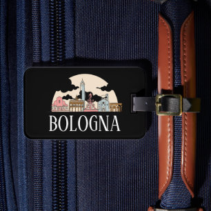 Bologna Italië Stad Silhouet Vintage Reizen Bagagelabel