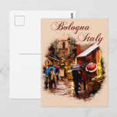 Bologna, Italië: Winkelen in de regen Briefkaart (Voorkant / Achterkant)