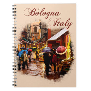 Bologna, Italië: Winkelen in de regen Notitieboek