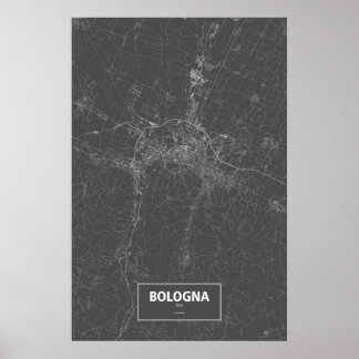 Bologna, Italië (wit op zwart) Poster