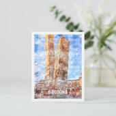 Bologne Italie Travel Place Watercolor Carte posta (Debout devant)