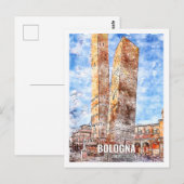 Bologne Italie Travel Place Watercolor Carte posta (Devant / Derrière)