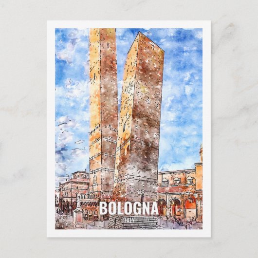 Bologne Italie Travel Place Watercolor Carte posta (Devant)
