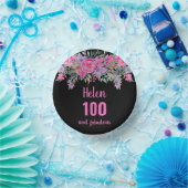 Bols En Carton 100e anniversaire rose noir aquarelle florale (Fête)