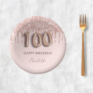 Bols En Carton 100e anniversaire rose parties scintillant or gout