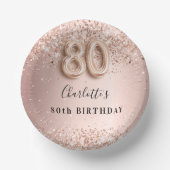 Bols En Carton 80e anniversaire rose or blush rose nom (Recto)