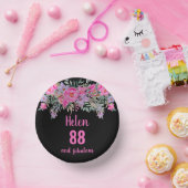 Bols En Carton 88e anniversaire rose noir aquarelle florale (Fête)