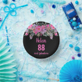 Bols En Carton 88e anniversaire rose noir aquarelle florale (Fête)