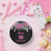 Bols En Carton 90e anniversaire rose noir aquarelle florale (Fête)