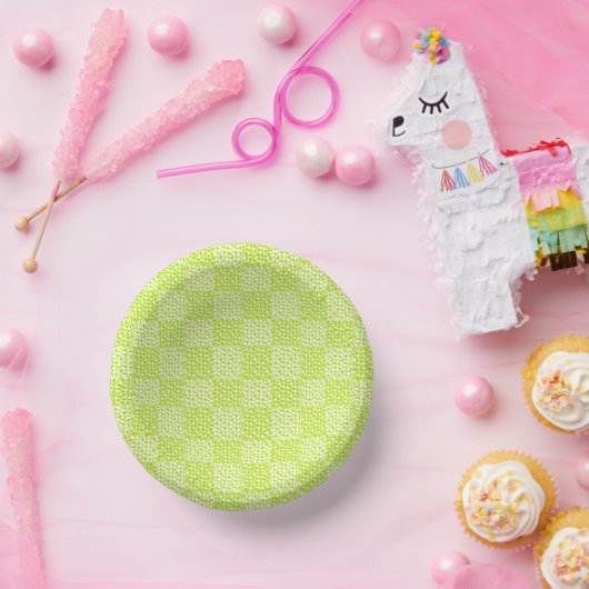 Bols En Carton à damiers Amour en Lime Vert et Blanc (Fête)