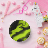 Bols En Carton Abstrait 3 en noir et vert citron (Fête)