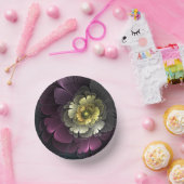 Bols En Carton Abstrait Purpur moderne Khaki Gris Fleur fractale  (Fête)