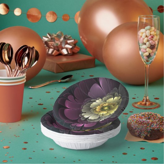 Bols En Carton Abstrait Purpur moderne Khaki Gris Fleur fractale  (Multi)