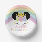 Bols En Carton Afro Puff Unicorn Rainbows fête d'anniversaire (Recto)