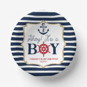 Bols En Carton Ahoy C'est un garçon Baby shower bleu marine nauti (Recto)
