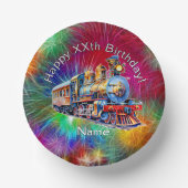 Bols En Carton Ajouter le nom Age, Steam Train fête d'anniversair (Recto)