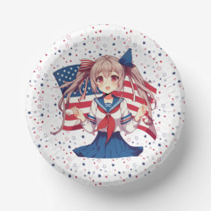 Bols En Carton Américaine patriotique fille d'anime