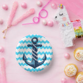 Bols En Carton Ancrage bleu avec vagues bleues (Fête)