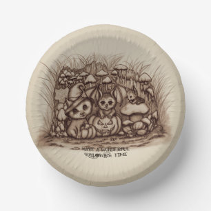 Bols En Carton Animaux mignons attendant Halloween