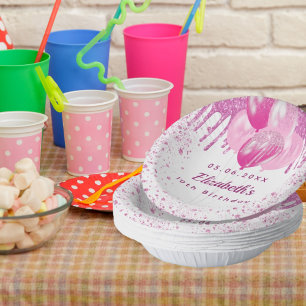 Bols En Carton Anniversaire fête rose blanc parties scintillant b