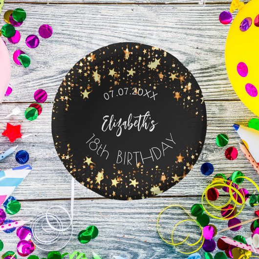 Bols En Carton Anniversaire noir étoile nom