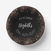 Bols En Carton Anniversaire noir rose or parties scintillant nom (Recto)
