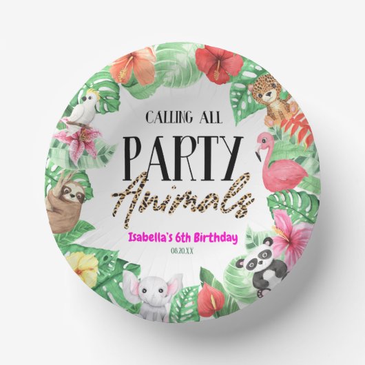 Bols En Carton Appel à tous les animaux de fête Tropical Annivers (Recto)