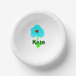 Bols En Carton Aquarelle bleu vert ajouter votre nom tex