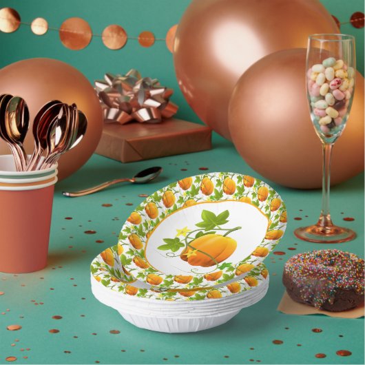 Bols En Carton Aquarelle Citrouille automne saison / Thanksgiving (Multi)