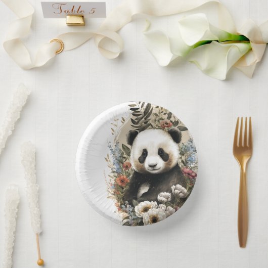 Bols En Carton Aquarelle mignonne Fleur sauvage Panda Ours Annive (Mariage)