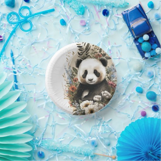 Bols En Carton Aquarelle mignonne Fleur sauvage Panda Ours Annive (Fête)